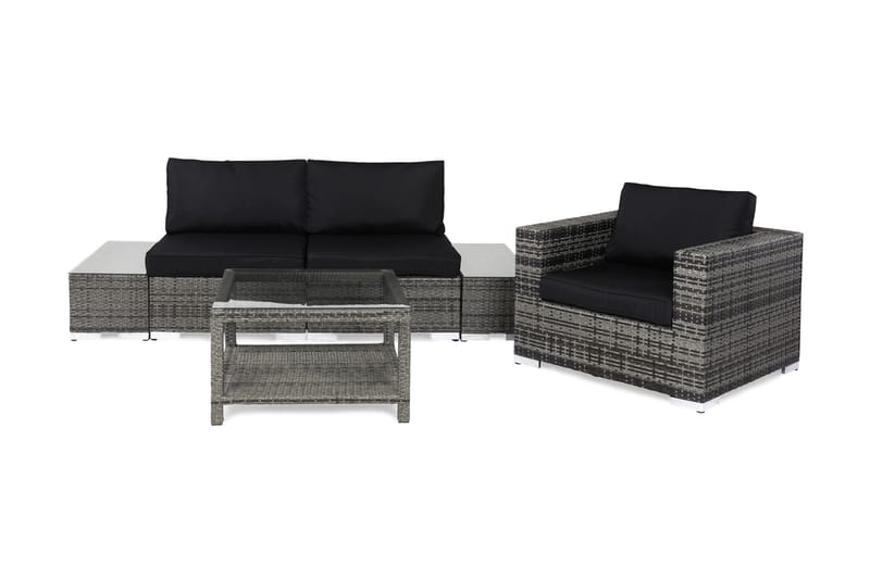 Bahamas Loungegruppe 3 Pers 1 Bord 75x75 - 2 Avslutninger 1 Lenestol Grå - Hage - Utemiljø - Veranda & terrasse - Verandamøbler