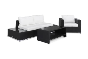 Bahamas Loungegruppe 3 Pers 1 Bord m Hylle - 2 Avslutning 1 Lenestol Svart - Hage - Utemiljø - Veranda & terrasse - Verandamøbler