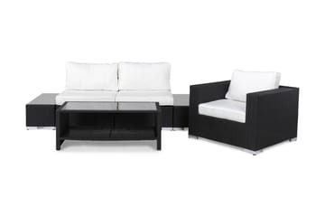 Bahamas Loungegruppe 3 Pers 1 Bord m Hylle - 2 Avslutning 1 Lenestol Svart - Hage - Utemiljø - Veranda & terrasse - Verandamøbler