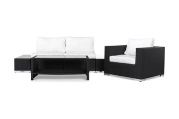 Bahamas Loungegruppe 3 Pers 1 Bord m Hylle - 2 Avslutning 1 Lenestol Svart - Hage - Utemiljø - Veranda & terrasse - Verandamøbler