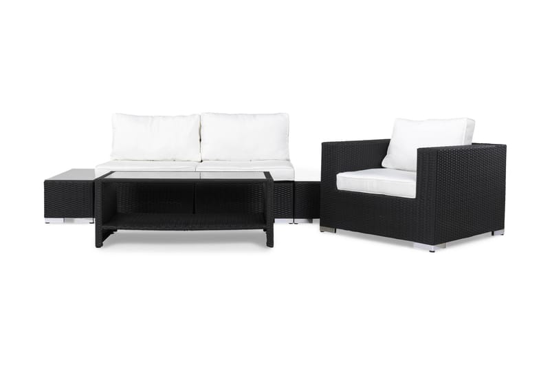 Bahamas Loungegruppe 3 Pers 1 Bord m Hylle - 2 Avslutning 1 Lenestol Svart - Hage - Utemiljø - Veranda & terrasse - Verandamøbler