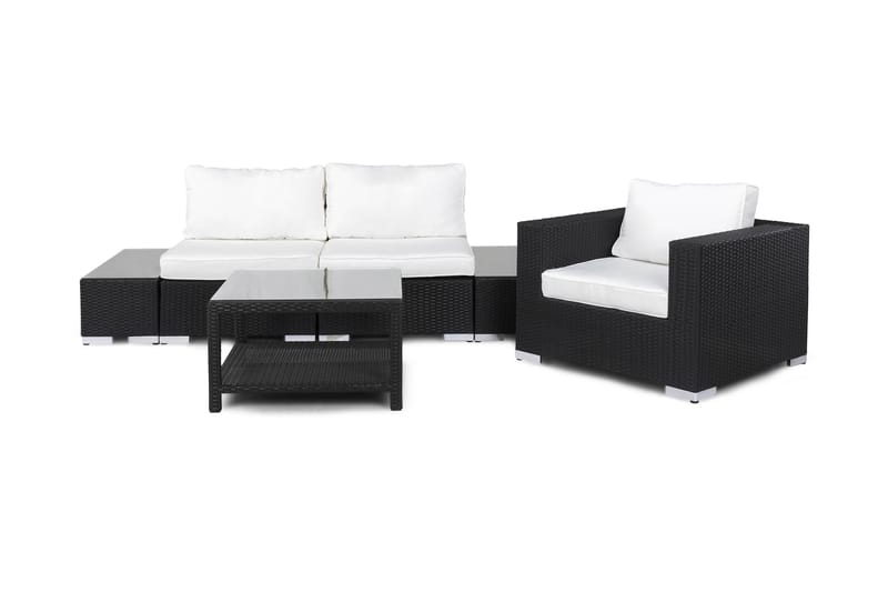Bahamas Loungegruppe 3 Pers 1 Bord 75x75 - 2 Avslutning 1 Lenestol Svart - Hage - Utemiljø - Veranda & terrasse - Verandamøbler