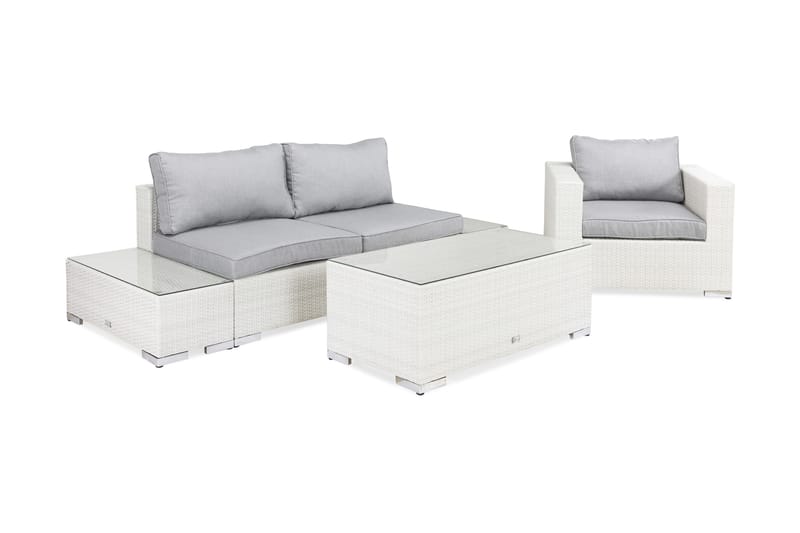 Bahamas Loungegruppe 3 Pers 1 Bord - 2 Avslutninger 1 Lenestol Hvit - Hage - Utemiljø - Veranda & terrasse - Verandamøbler