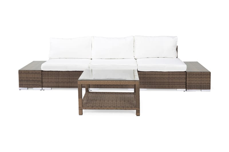 Bahamas Loungegruppe 3 Pers 1 Bord 75x75 - 2 Avslutninger Sand - Verandamøbler - Sofagruppe utendørs - Loungesett