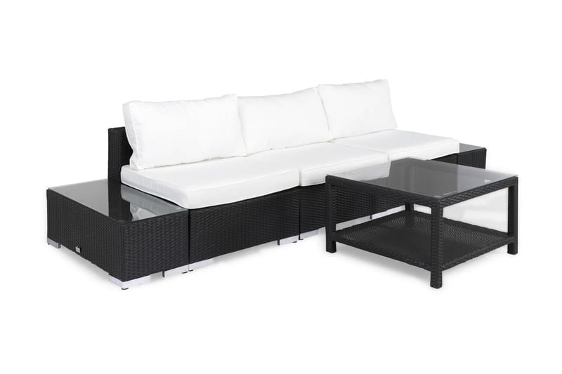 Bahamas Loungegruppe 3 Pers 1 Bord 75x75 - 2 Avslutninger Svart - Verandamøbler - Sofagruppe utendørs - Loungesett