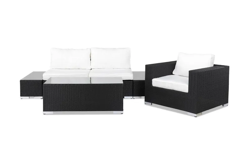 Bahamas Loungegruppe 3 Pers 1 Bord, 2 Avslutning 1 Lenestol Svart