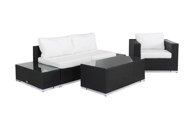 Bahamas Loungegruppe 3 Pers 1 Bord - 2 Avslutning 1 Lenestol Svart - Hage - Utemiljø - Veranda & terrasse - Verandamøbler