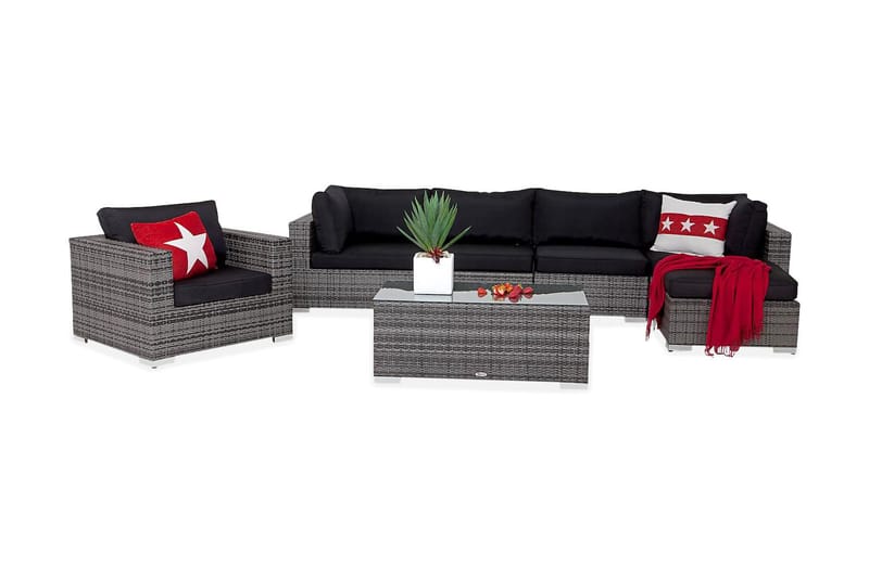 Bahamas Loungegruppe 4 - Kunstrotting Grå - Hage - Utemiljø - Veranda & terrasse - Verandamøbler