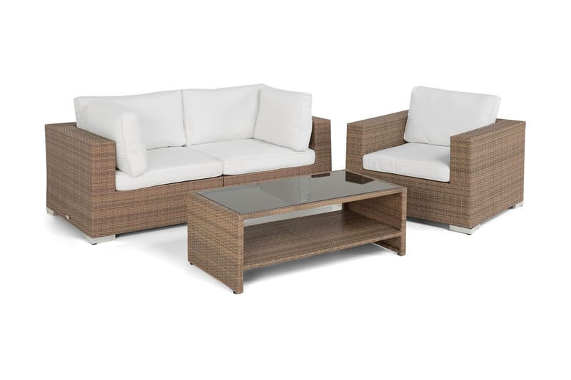 Bahamas Loungegruppe 4 - Kunstrotting Sand - Verandamøbler - Sofagruppe utendørs - Loungesett