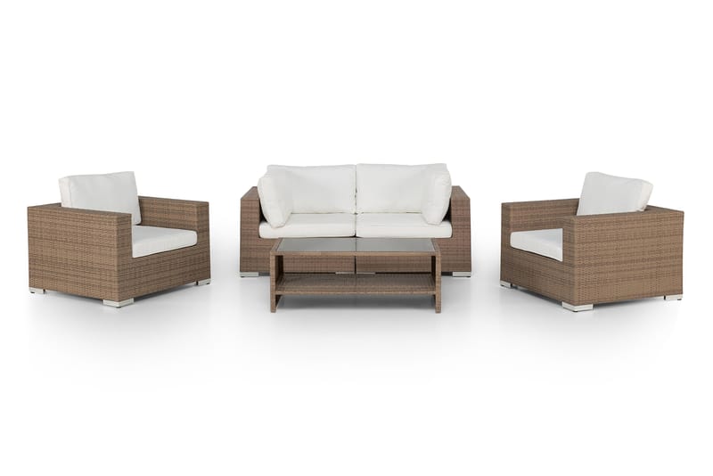 Bahamas Loungegruppe 4 - Kunstrotting Sand - Verandamøbler - Sofagruppe utendørs - Loungesett