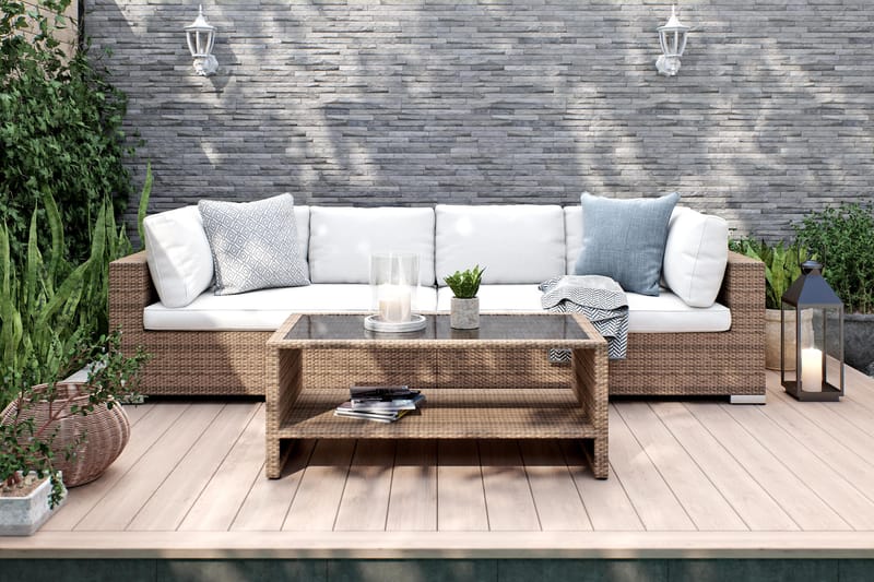 Bahamas Loungegruppe 4-seter Bord m Hylle - Sand - Hage - Utemiljø - Veranda & terrasse - Verandamøbler