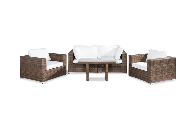 Bahamas Loungegruppe 4-seter - Sand Bord 2 Lenestoler - Verandamøbler - Sofagruppe utendørs - Loungesett
