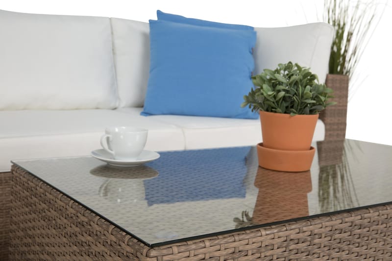 Bahamas Loungegruppe 4 Pers Bord - Divan/Bord Sand - Verandamøbler - Sofagruppe utendørs - Loungesett