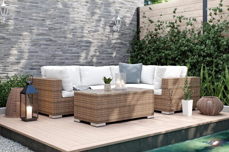 Bahamas Loungegruppe 4 Pers Bord - Sand - Verandamøbler - Sofagruppe utendørs - Loungesett