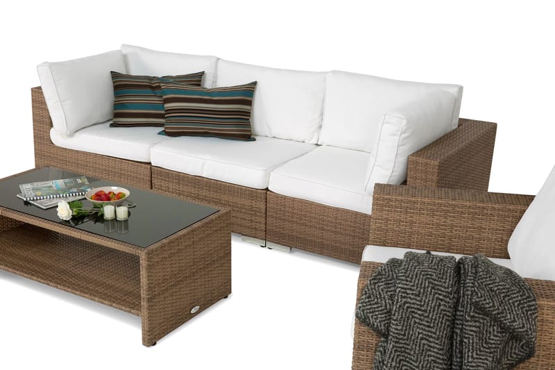 Bahamas Loungegruppe 4 Pers. Bord m Hylle - Lenestol Sand - Hage - Utemiljø - Veranda & terrasse - Verandamøbler