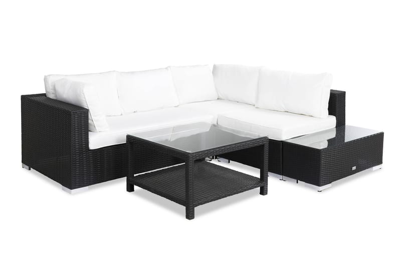 Bahamas Loungegruppe 4 Pers Bord 75x75 - Avslutning Svart - Hage - Utemiljø - Veranda & terrasse - Verandamøbler