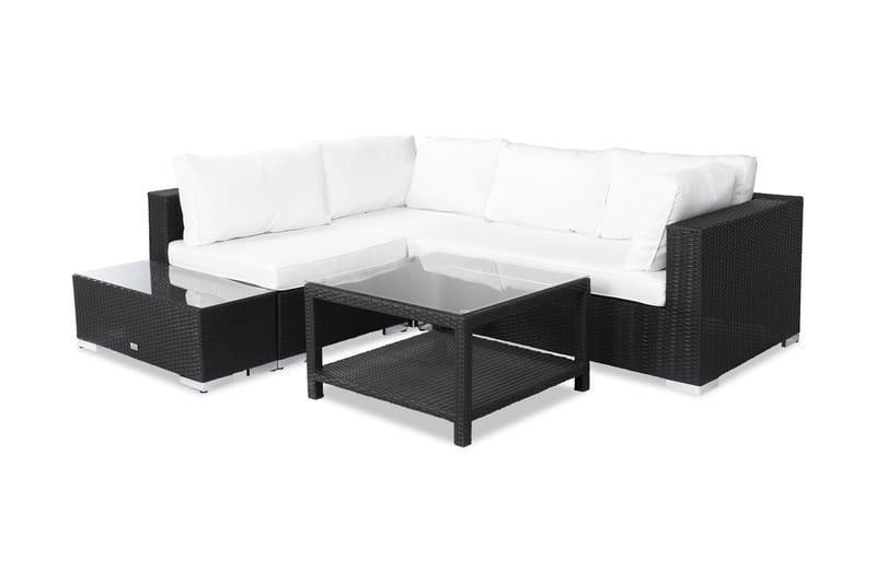 Bahamas Loungegruppe 4 Pers Bord 75x75 - Avslutning Svart - Hage - Utemiljø - Veranda & terrasse - Verandamøbler