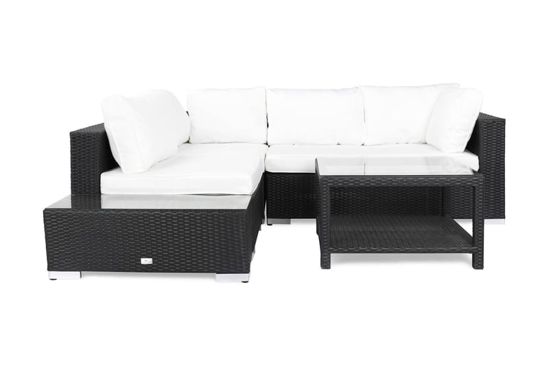 Bahamas Loungegruppe 4 Pers Bord 75x75 - Avslutning Svart - Hage - Utemiljø - Veranda & terrasse - Verandamøbler