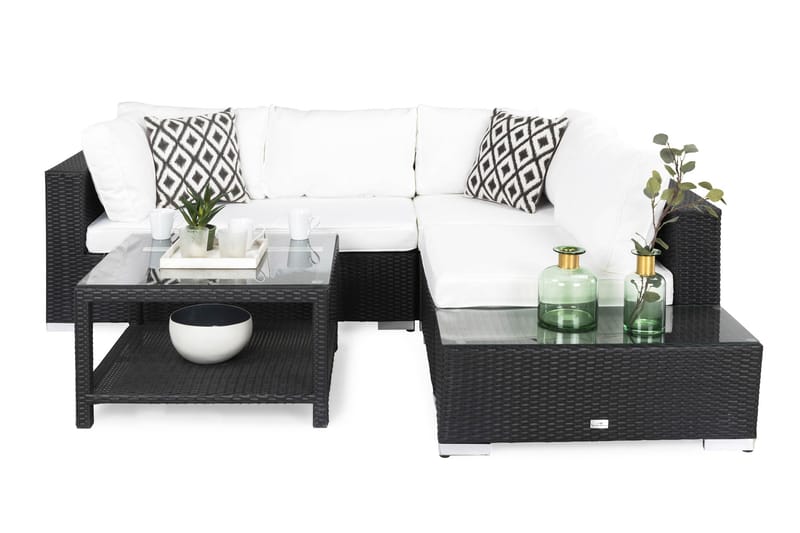 Bahamas Loungegruppe 4 Pers Bord 75x75 - Avslutning Svart - Hage - Utemiljø - Veranda & terrasse - Verandamøbler