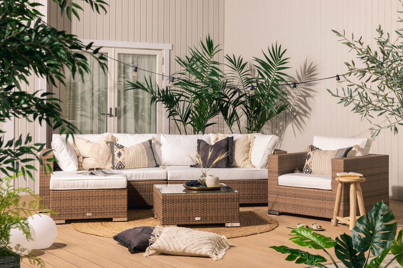 Bahamas Loungegruppe 5 - Kunstrotting Sand - Verandamøbler - Sofagruppe utendørs - Loungesett