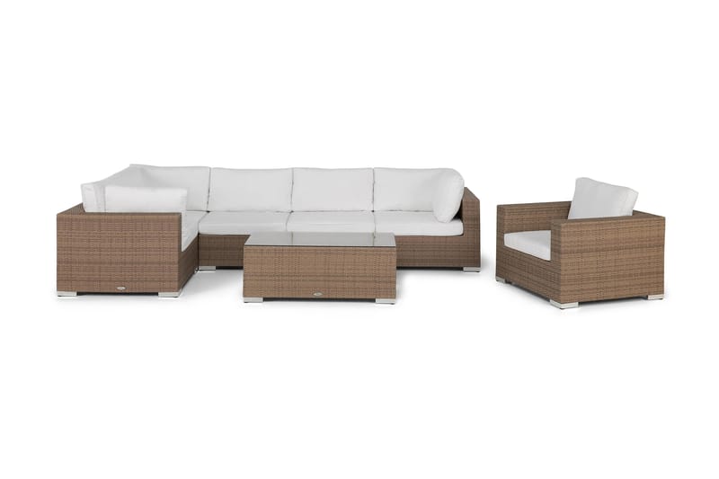 Bahamas Loungegruppe 5-seter Bord - Lenestol Sand - Verandamøbler - Sofagruppe utendørs - Loungesett