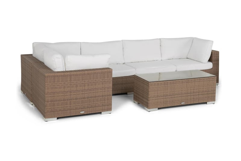 Bahamas Loungegruppe 5-seter Bord - Lenestol Sand - Verandamøbler - Sofagruppe utendørs - Loungesett