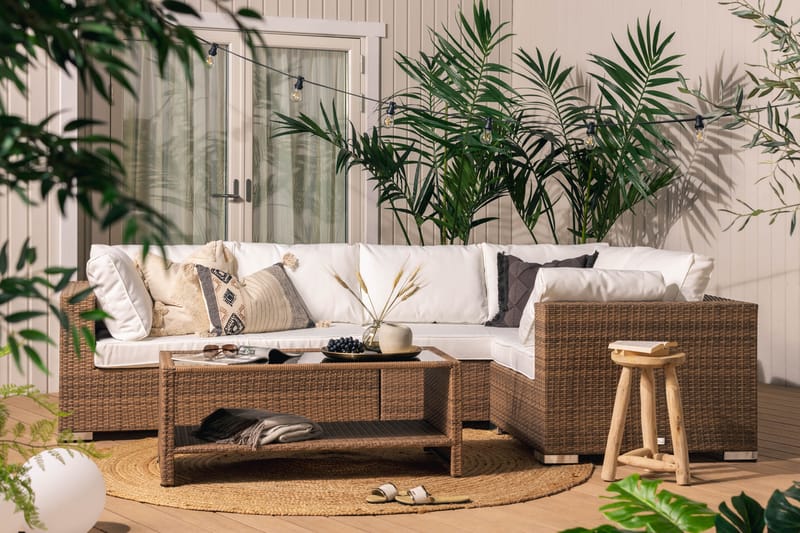 Bahamas Loungegruppe 5-seter Bord m Hylle - Sand - Hage - Utemiljø - Veranda & terrasse - Verandamøbler