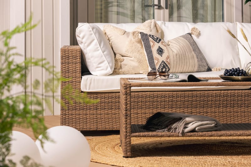 Bahamas Loungegruppe 5-seter Bord m Hylle - Sand - Hage - Utemiljø - Veranda & terrasse - Verandamøbler