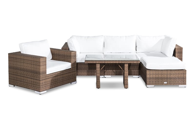 Bahamas Loungegruppe 5-seter - Sand Bord Lenestol Divan - Verandamøbler - Sofagruppe utendørs - Loungesett