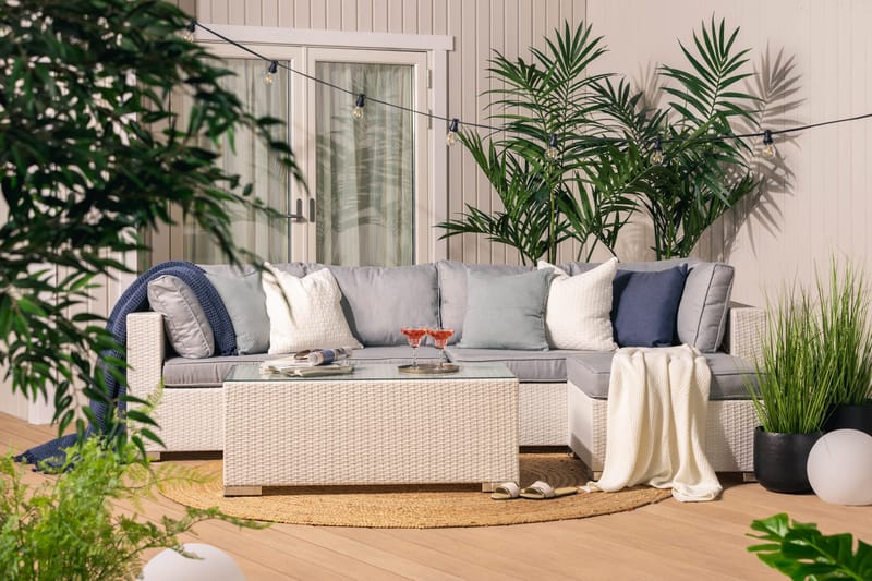 Bahamas Loungegruppe 5-seters Bord - Divan/Bord Hvit - Hage - Utemiljø - Veranda & terrasse - Verandamøbler