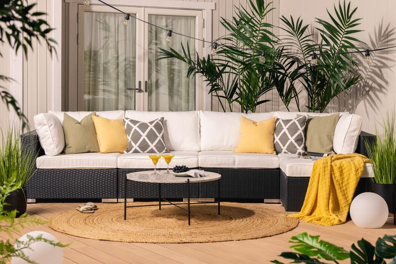 Bahamas Loungegruppe 5 Pers Divan/Bord - Svart - Verandamøbler - Sofagruppe utendørs - Loungesett