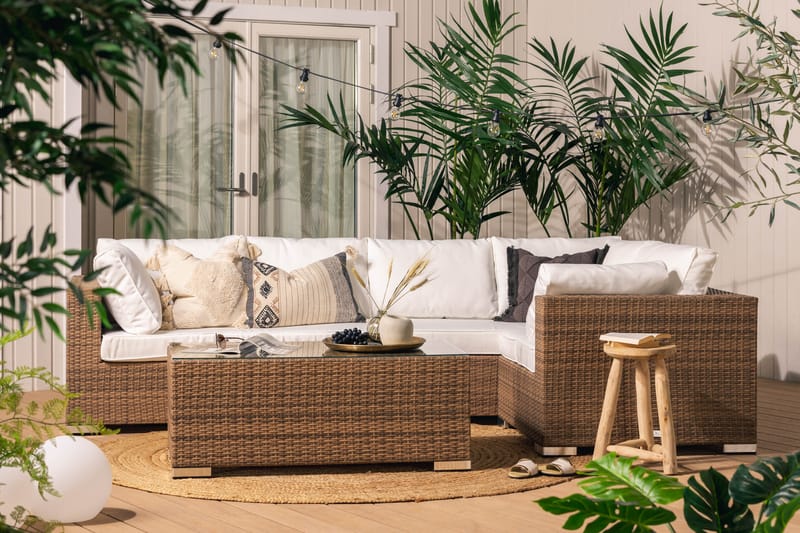 Bahamas Loungegruppe 5 Pers Bord - Sand - Verandamøbler - Sofagruppe utendørs - Loungesett
