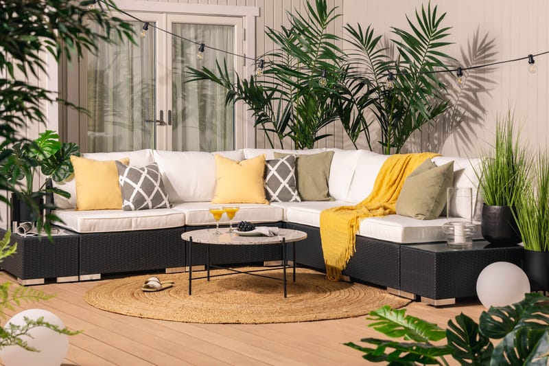 Bahamas Loungegruppe 5 Pers 2 Avslutninger - Svart - Verandamøbler - Sofagruppe utendørs - Loungesett