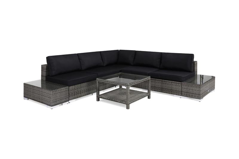 Bahamas Loungegruppe 5 Pers 1 Bord 75x75 - 2 Avslutninger Grå - Hage - Utemiljø - Veranda & terrasse - Verandamøbler