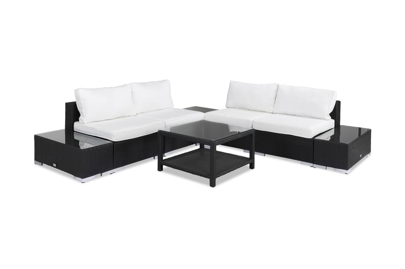 Bahamas Loungegruppe 5 Pers 1 Bord 75x75 - 1 Divan 2 Avslutninger Svart - Hage - Utemiljø - Veranda & terrasse - Verandamøbler