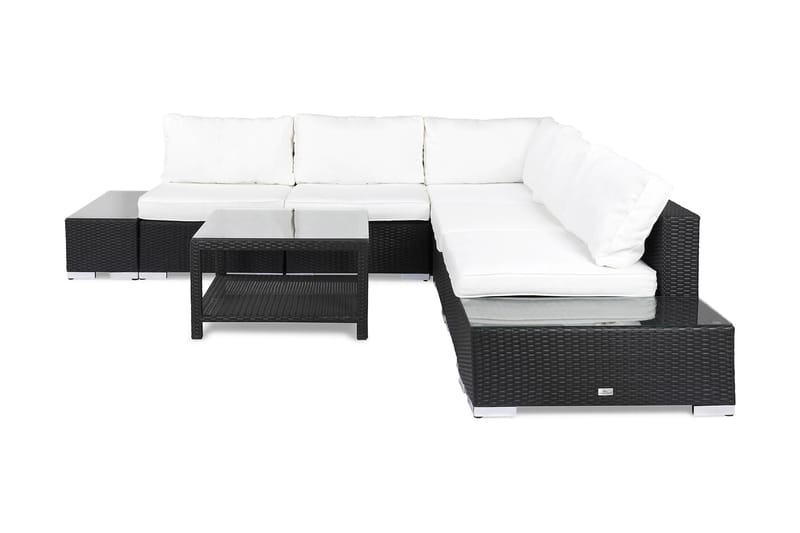 Bahamas Loungegruppe 5 Pers 1 Bord 75x75 - 2 Avslutninger Svart - Verandamøbler - Sofagruppe utendørs - Loungesett