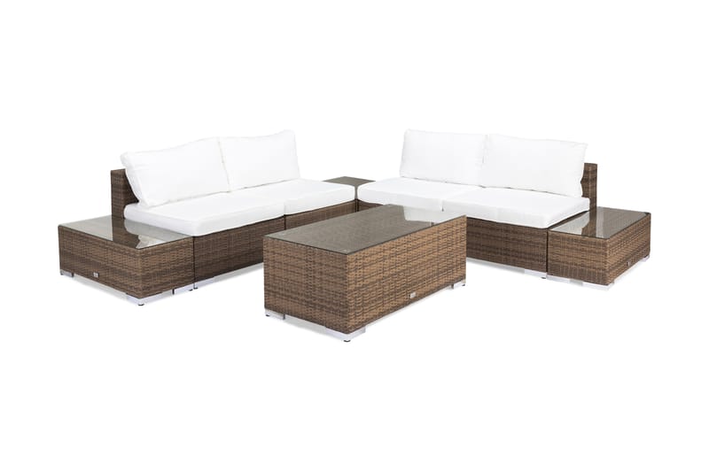 Bahamas Loungegruppe 5 Pers 1 Bord 1 Divan - 2 Avslutninger Sand - Hage - Utemiljø - Veranda & terrasse - Verandamøbler