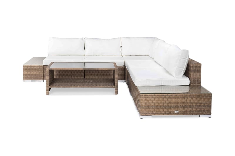 Bahamas Loungegruppe 5 Pers 1 Bord m Hylle - 2 Avslutninger Sand - Hage - Utemiljø - Veranda & terrasse - Verandamøbler