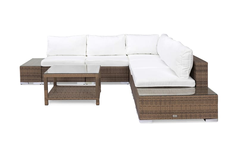 Bahamas Loungegruppe 5 Pers 1 Bord 75x75 - 2 Avslutninger Sand - Verandamøbler - Sofagruppe utendørs - Loungesett