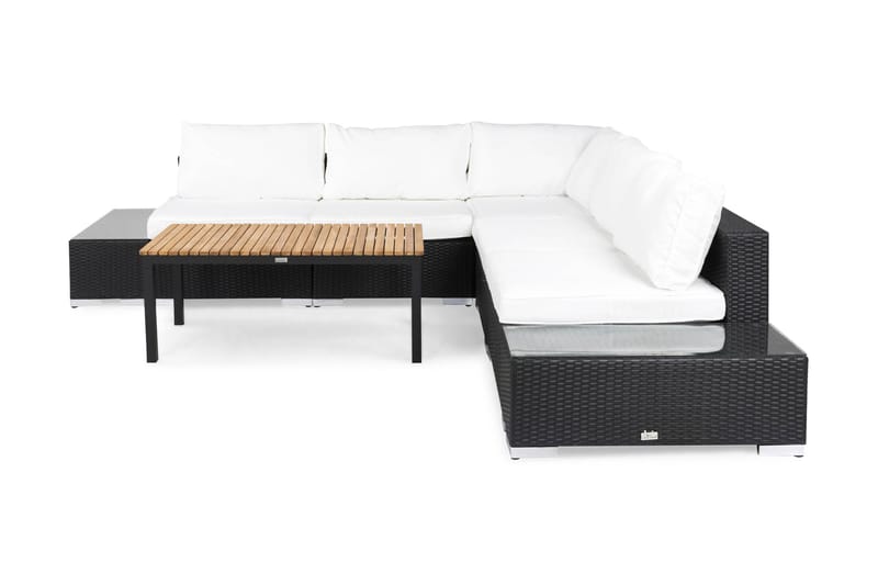Bahamas Loungegruppe 5 Pers 1 Bord Svart/Teak - 2 Avslutninger Svart - Hage - Utemiljø - Veranda & terrasse - Verandamøbler