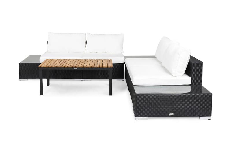 Bahamas Loungegruppe 5 Pers Bord Svart/Teak - 2 Avslutninger Svart - Hage - Utemiljø - Veranda & terrasse - Verandamøbler