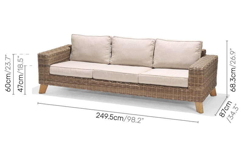 Bahamas Loungegruppe 6-seter - Beige - Verandamøbler - Sofagruppe utendørs - Loungesett