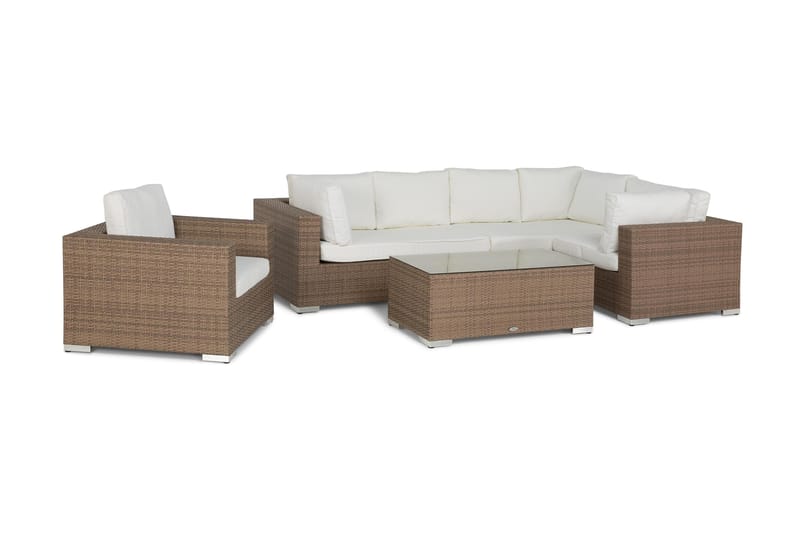 Bahamas Loungegruppe 6-seter Bord - Sand - Verandamøbler - Sofagruppe utendørs - Loungesett