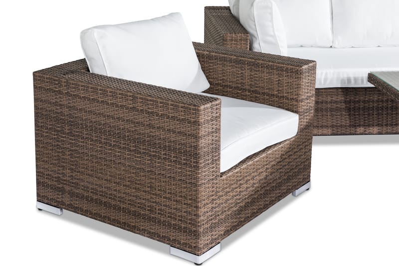 Bahamas Loungegruppe 6-seter - Sand Bord Lenestol Divan - Verandamøbler - Sofagruppe utendørs - Loungesett