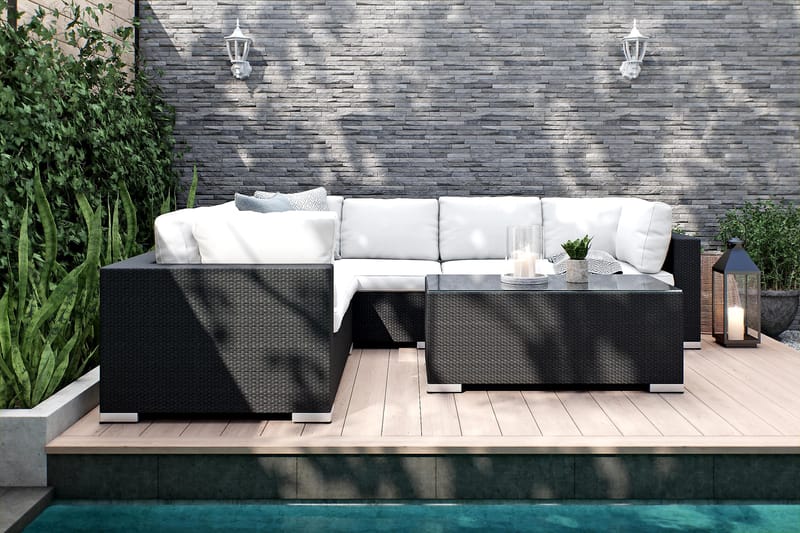Bahamas Loungegruppe 6 Pers Bord - Svart - Verandamøbler - Sofagruppe utendørs - Loungesett