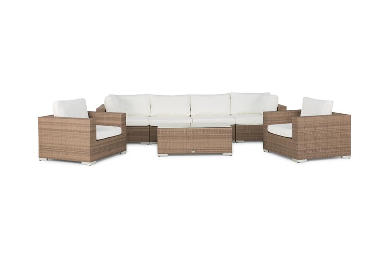 Bahamas Loungegruppe 6 Pers. 1 Bord - 2 Lenestoler Sand - Sofagruppe utendørs - Loungesett - Verandamøbler