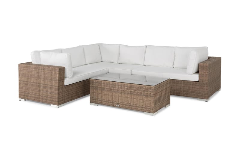 Bahamas Loungegruppe 6 Pers Bord - Sand - Verandamøbler - Sofagruppe utendørs - Loungesett