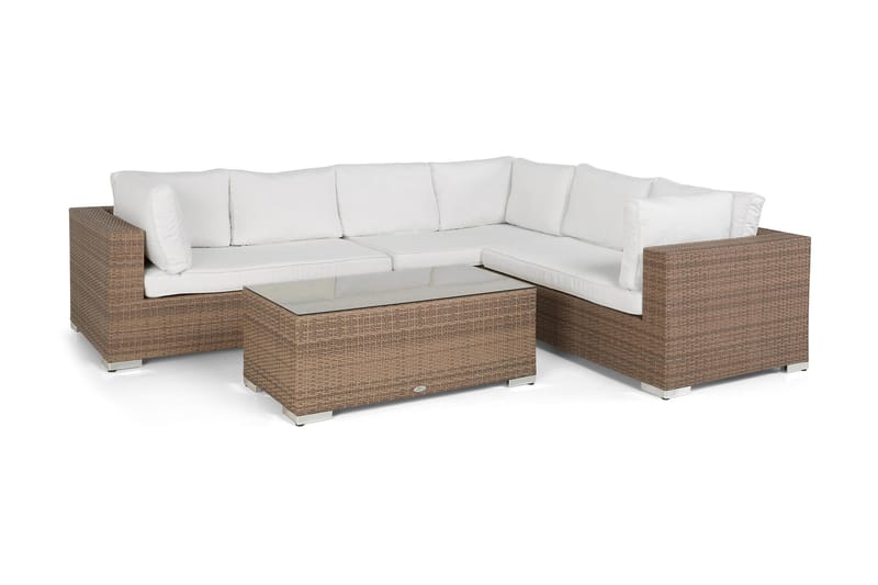 Bahamas Loungegruppe 6 Pers Bord - Sand - Verandamøbler - Sofagruppe utendørs - Loungesett