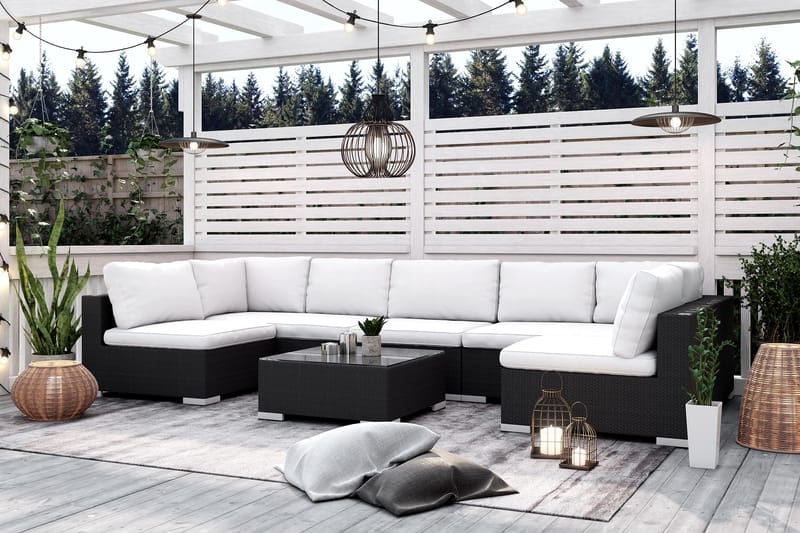 BAHAMAS LOUNGEGRUPPE 8 PERS DIVAN/BORD - SVART - Hage - Utemiljø - Veranda & terrasse - Verandamøbler