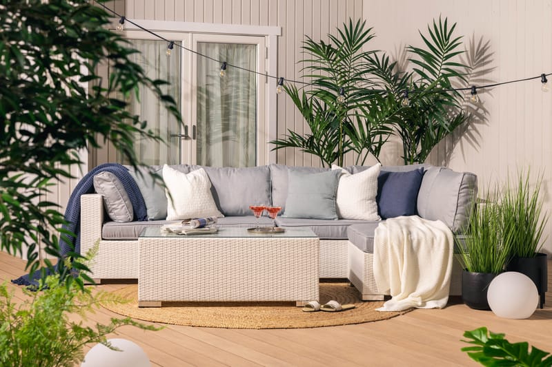 Bahamas Loungegruppe Kunstrotting - Hvit - Verandamøbler - Sofagruppe utendørs - Loungesett